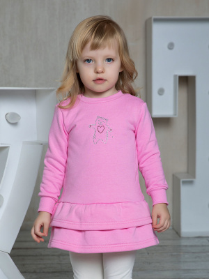 Платье "Базовый ассортимент" с котиком - Размер 80 - Цвет розовый - Картинка #2